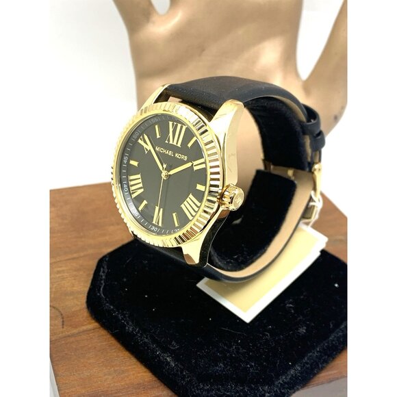 Michael Kors Women\'s Watch MK4748 Lexington Quartz Gold Black Leather Band 38mm main image 7